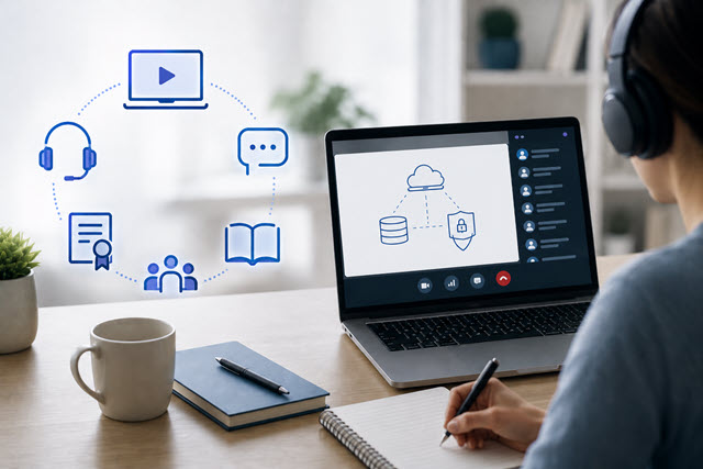Greifen Sie auf praktische Übungen und Labumgebungen zu, um Ihre technologischen Microsoft-Fähigkeiten auszubauen – mit Ihrem eigenen Stundenplan, in einem selbstbestimmten Tempo und an Ihrem eigenen Platz.